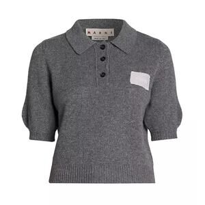 MARNI Cashmere Polo Jumper with Marni Patch in Graphite IT46|US10